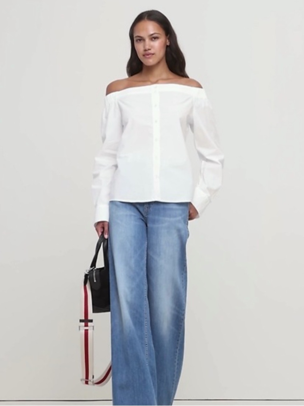 Banana Republic Off the Shoulder Cotton Poplin Top